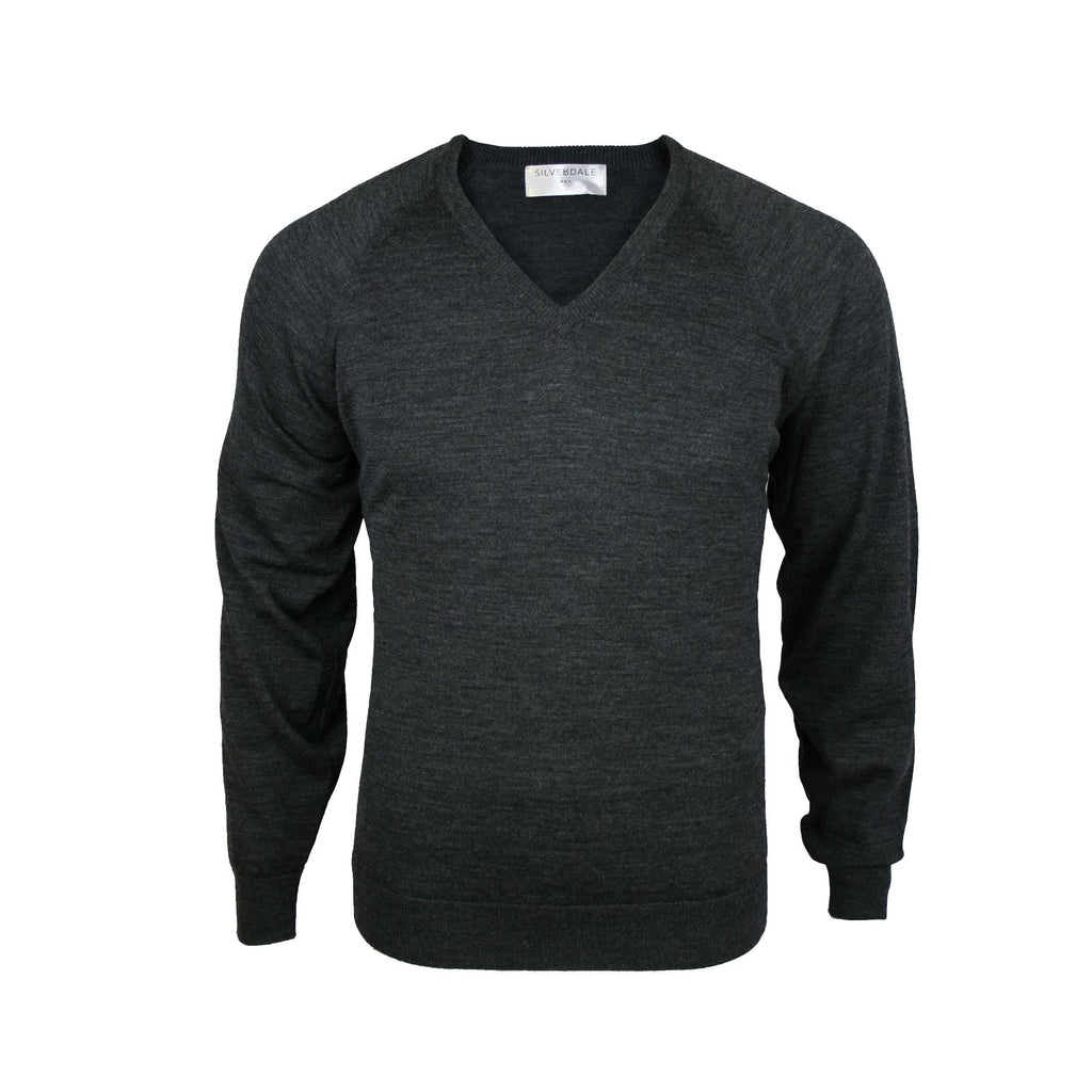 Vee-neck fine merino pullover - charcoal jumper