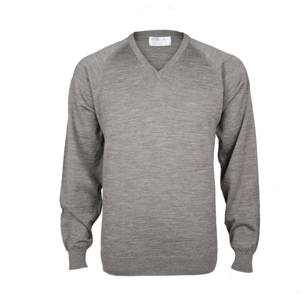 A stylish fine merino wool vee neck pullover by Silverdale