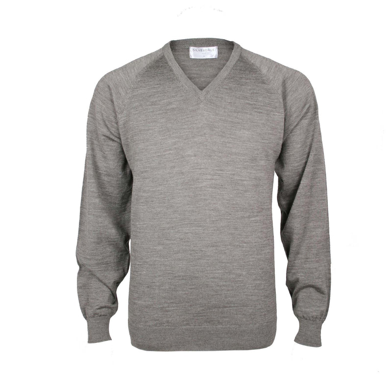 A stylish fine merino wool vee neck pullover by Silverdale