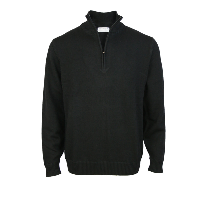 Silverdale | Pure Wool Pullover With a 1/4 Zip | Black