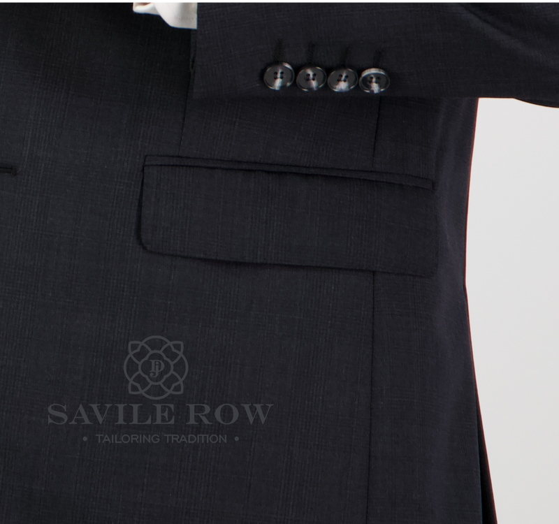 Detail of fabric of Savile Row Spider Charcoal Suit