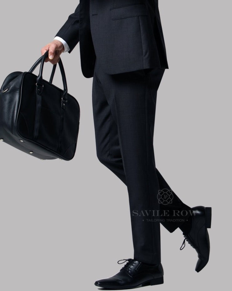 Savile Row pure wool suit trousers in charcoal