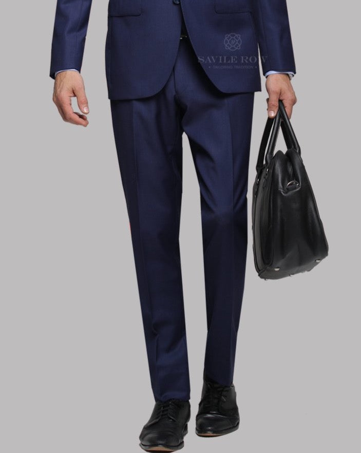 Savile Row Pure Wool Trousers in rich cobalt blue