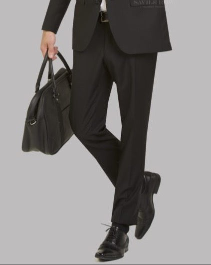 Savile Row Black Pure Wool Suit Trousers 