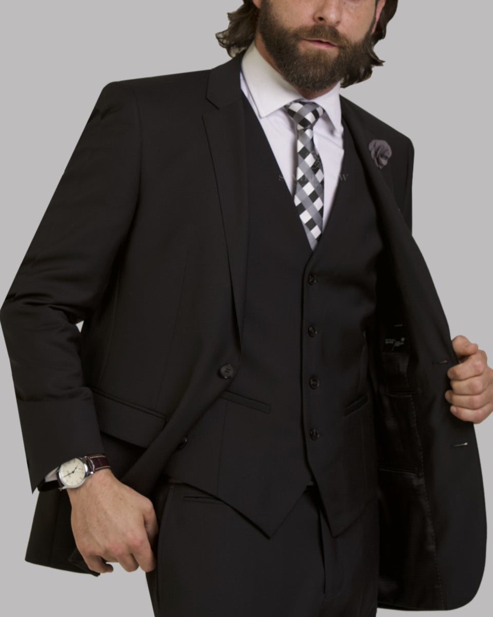 Savile Row | Merino Wool Suit Jacket | D9 - Black