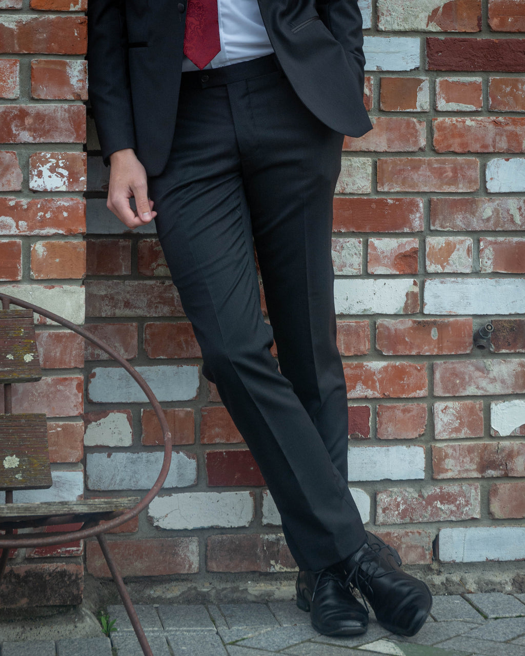 WEDDING HIRE - Boston Black Slim Fit Dinner Suit Trousers