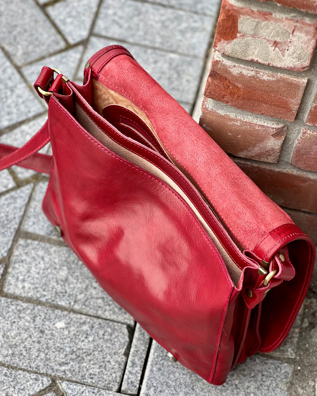 Emporia Italia | Red Satchel | Genuine Leather | Large