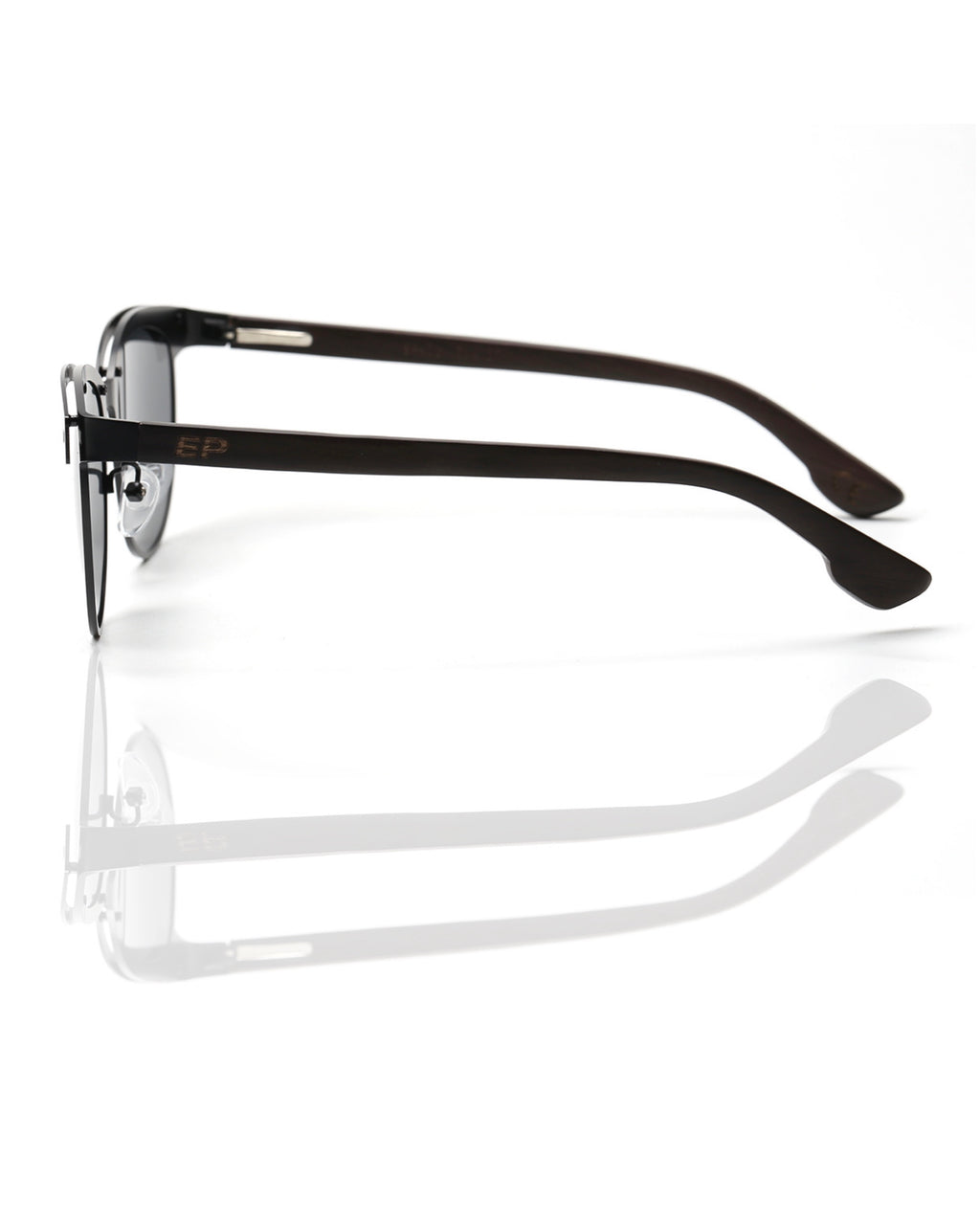 Electric Pukeko Sunglasses - Black Frames with Grey Polarised Lenses & Dark Wood Arms