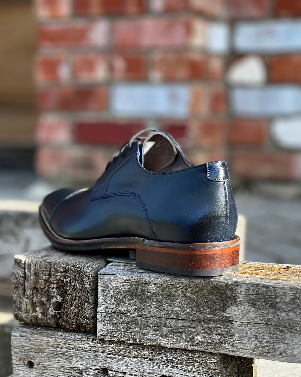 Dark blue men's dress shoe in genuine leather by Ferracini