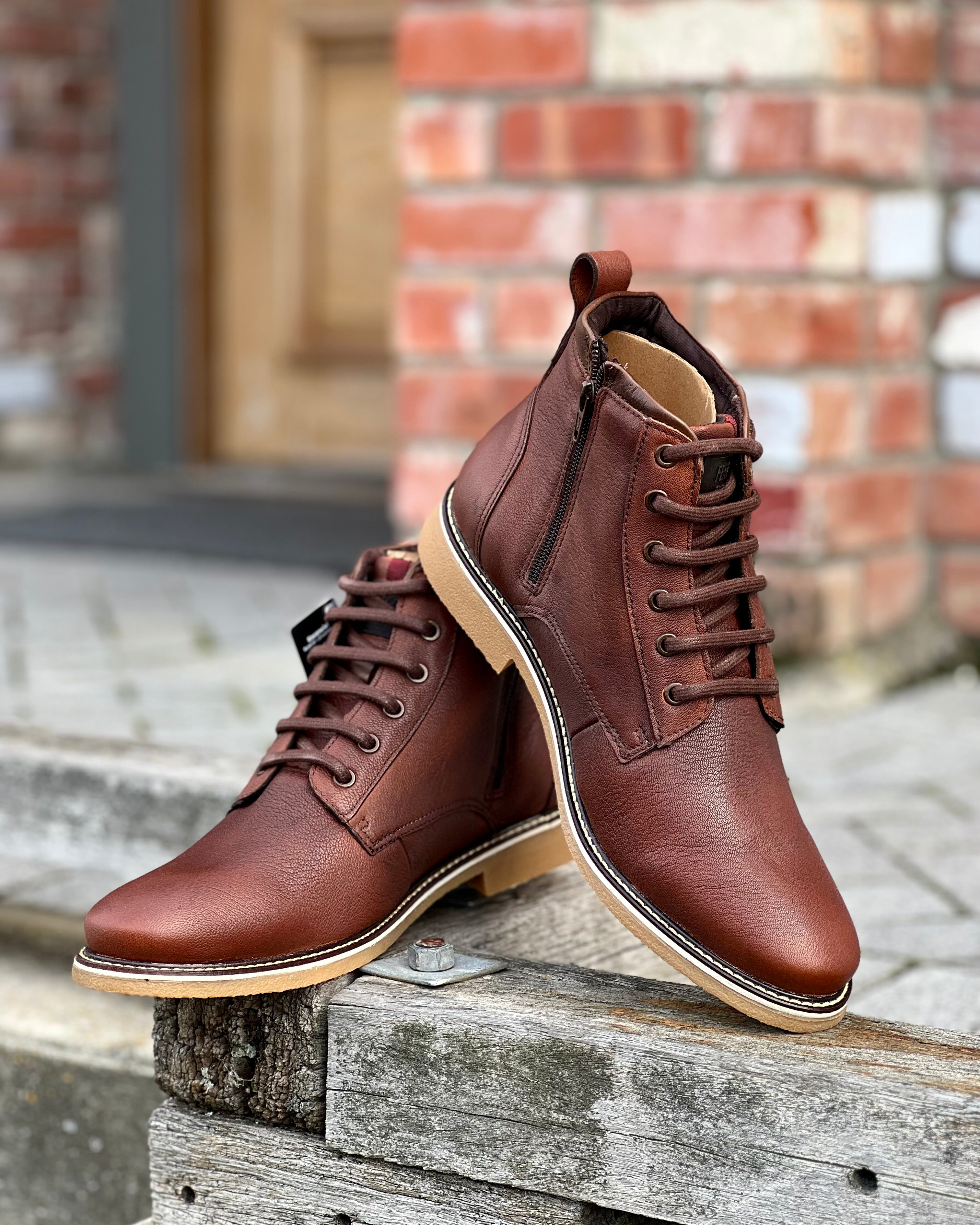 Brown leather dress boots on sale