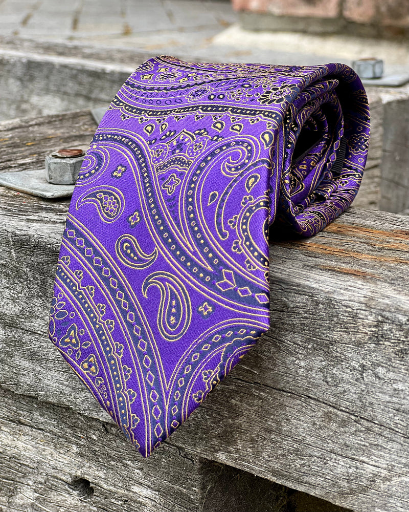 Purple and gold paisley tie