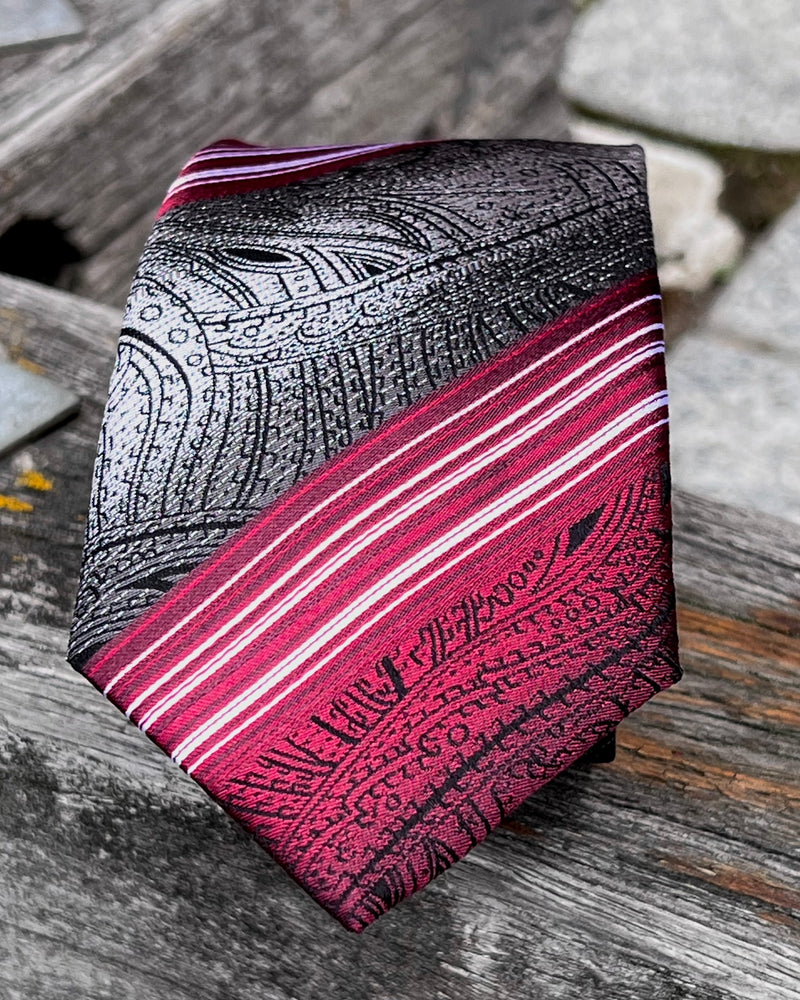 Pure silk paisley tie - two-toned - red and black 