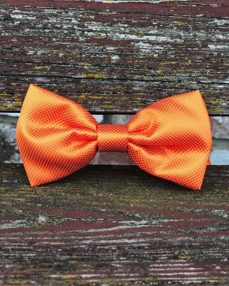 Bright orange bow tie in textured satin