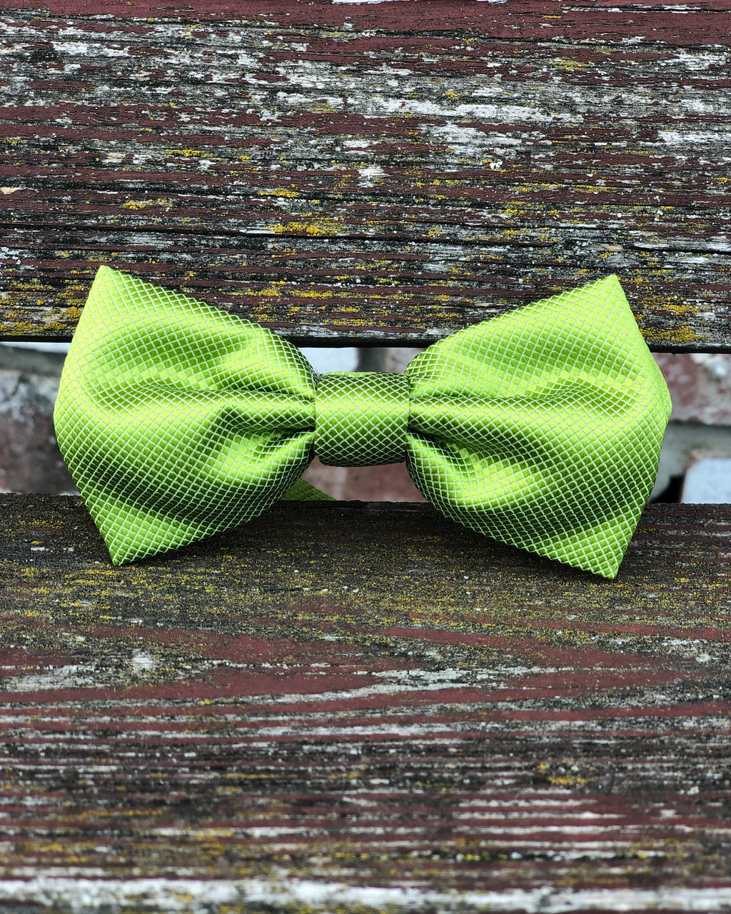 Lime Green Bowtie in textured satin