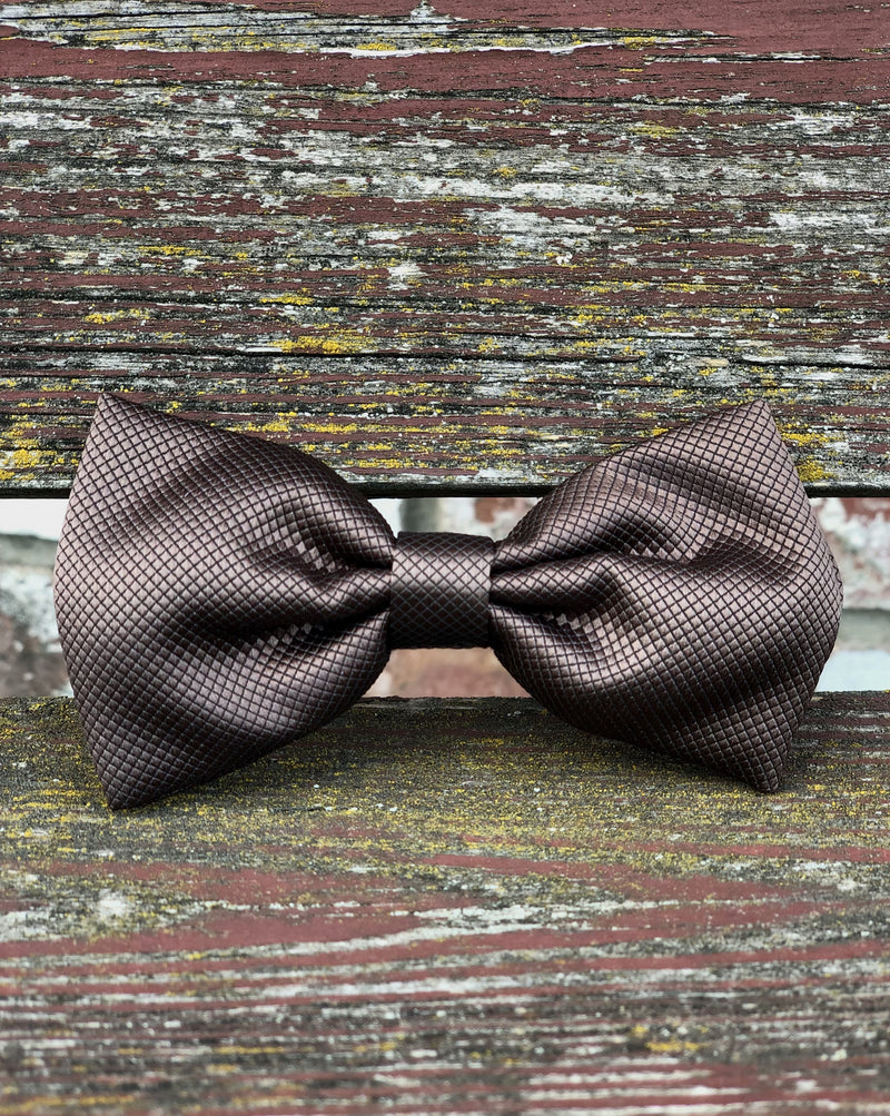 Brown Bow Tie - Textured Satin