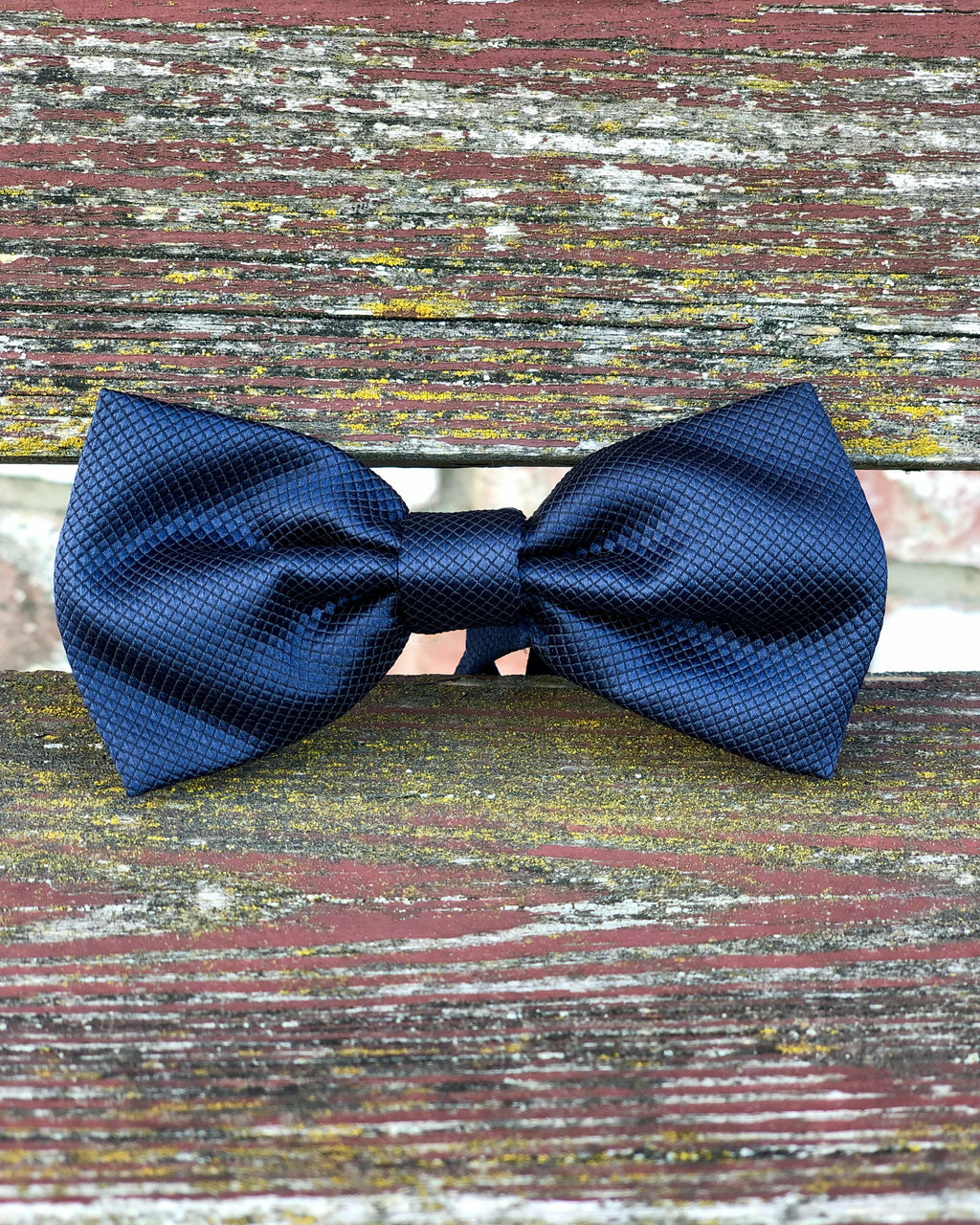 Navy Blue Bow Tie - Textured Satin