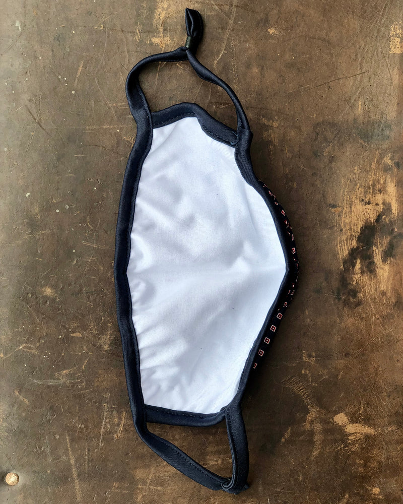 Inside of re-useable face mask showing lining