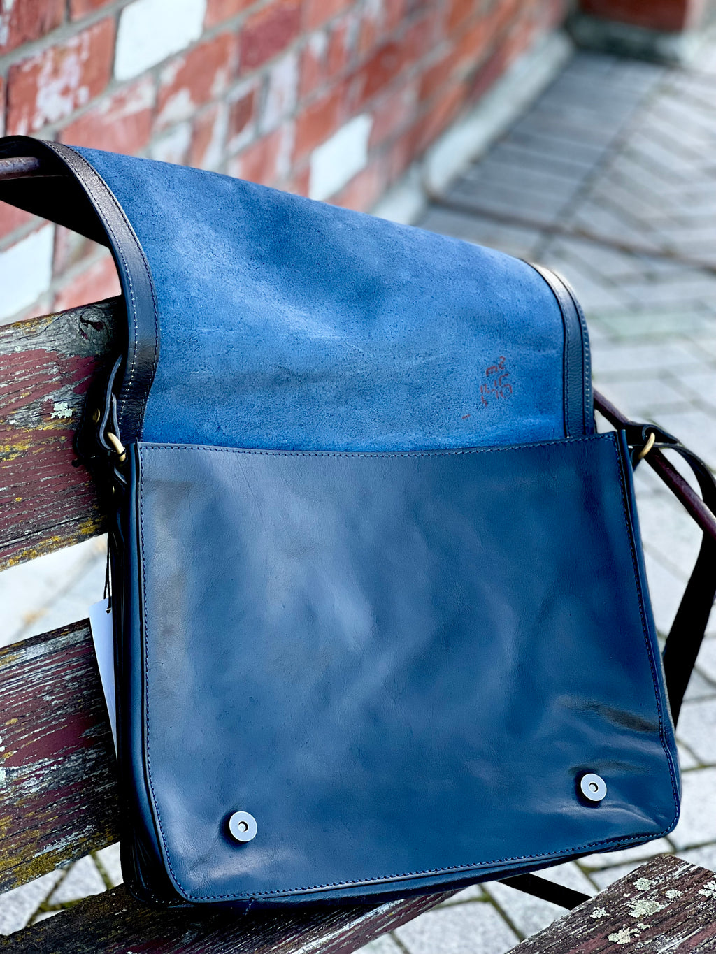 Large genuine leather satchel for men