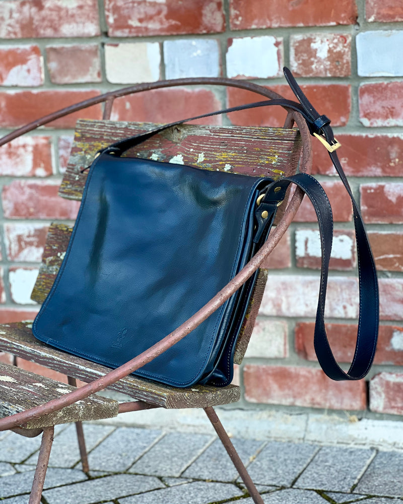 Emporio Italia - Large leather satchel - blue-black leather