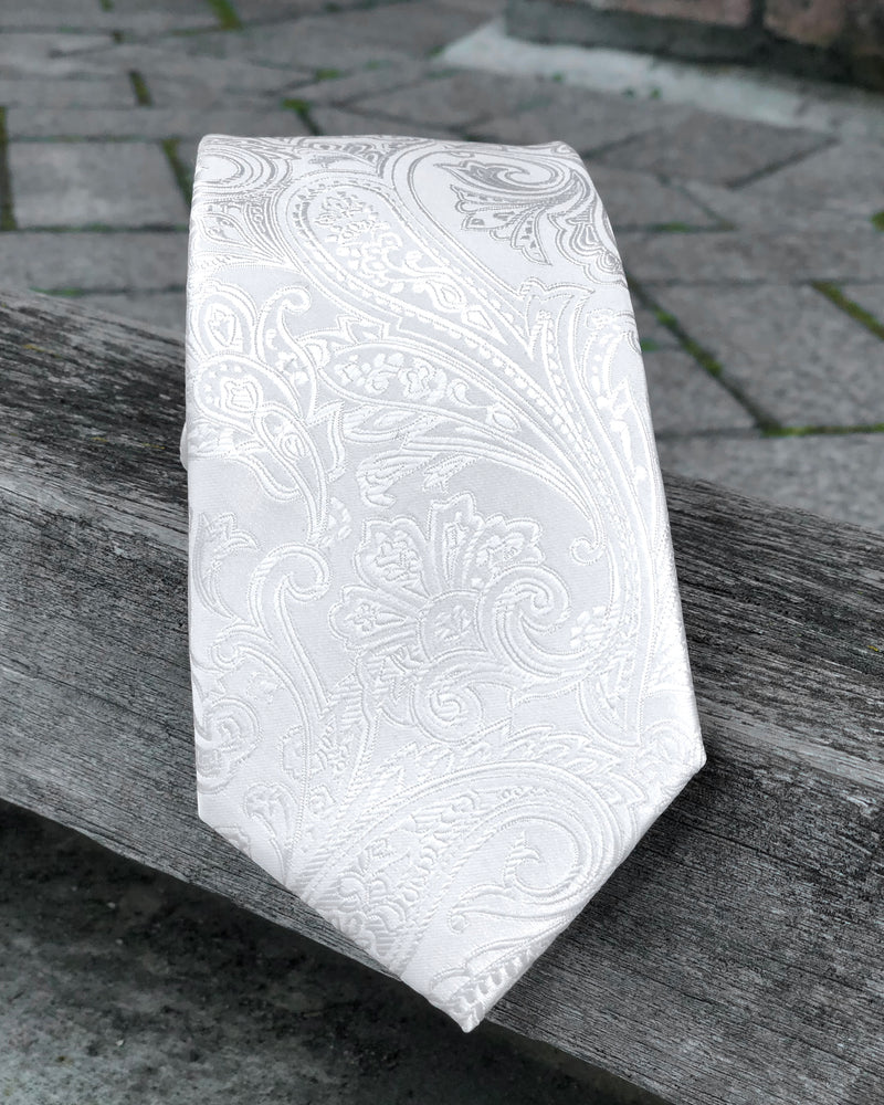 White satin paisley tie for hire christchurch new zealand